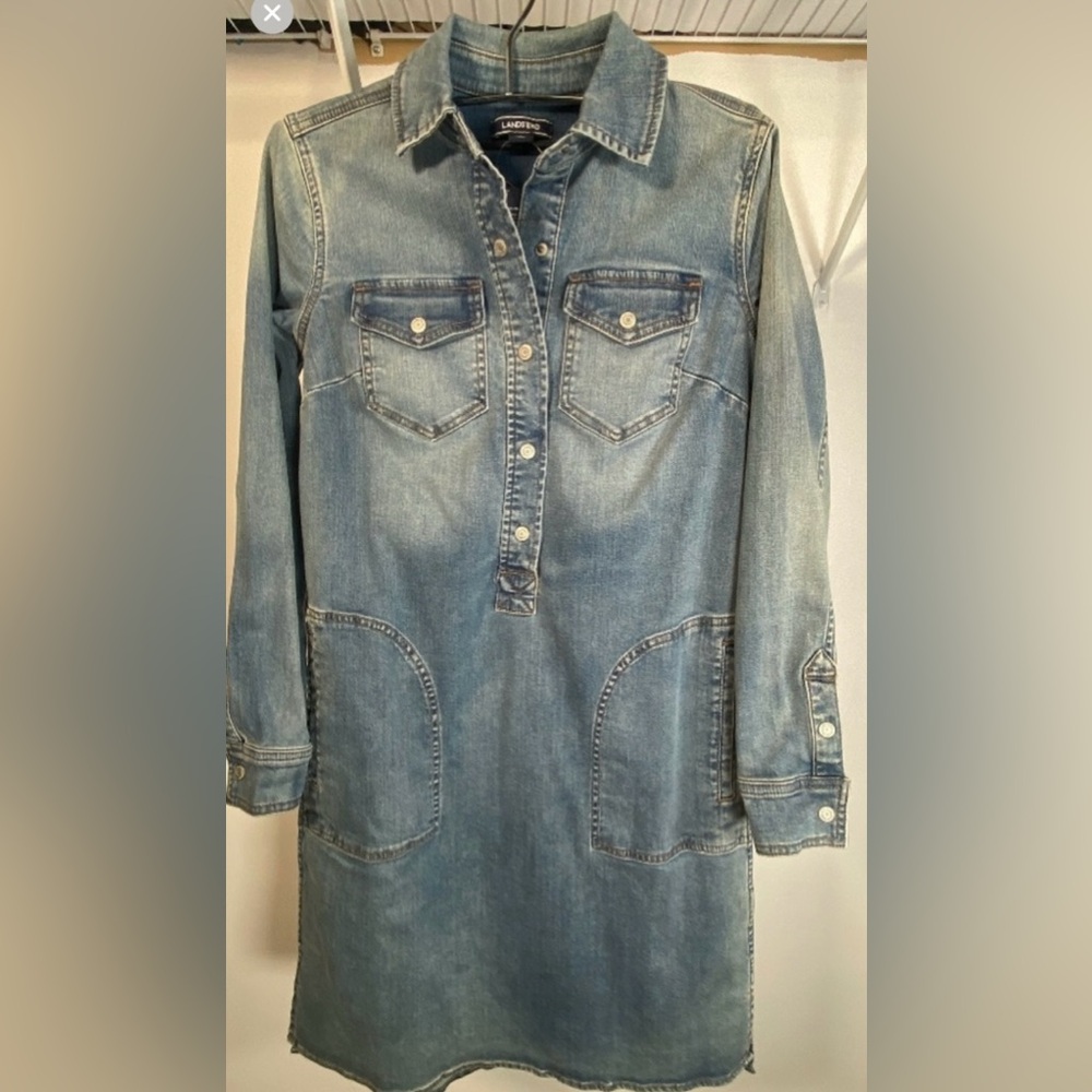 ❤️Lands' End Blue Denim button down dress SIZE 2 NEW W TAG